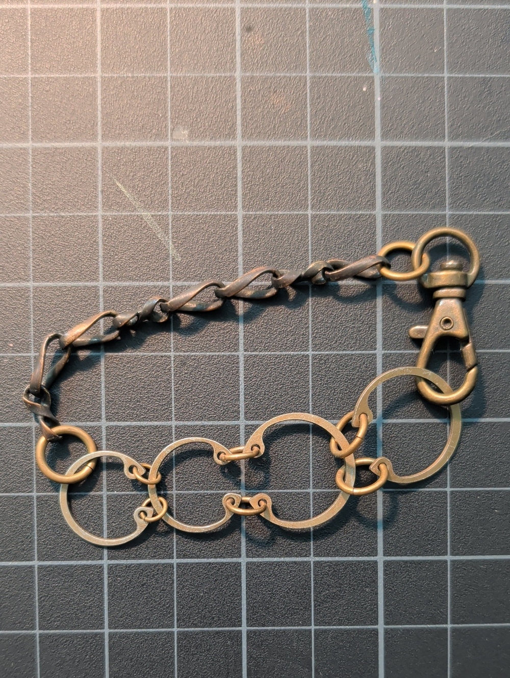 Brass-Tone Metal Bracelet with Linked Circles